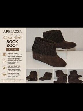 APEPAZZA Suede Ankle Sock Boot 35